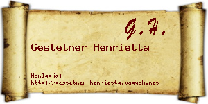 Gestetner Henrietta névjegykártya